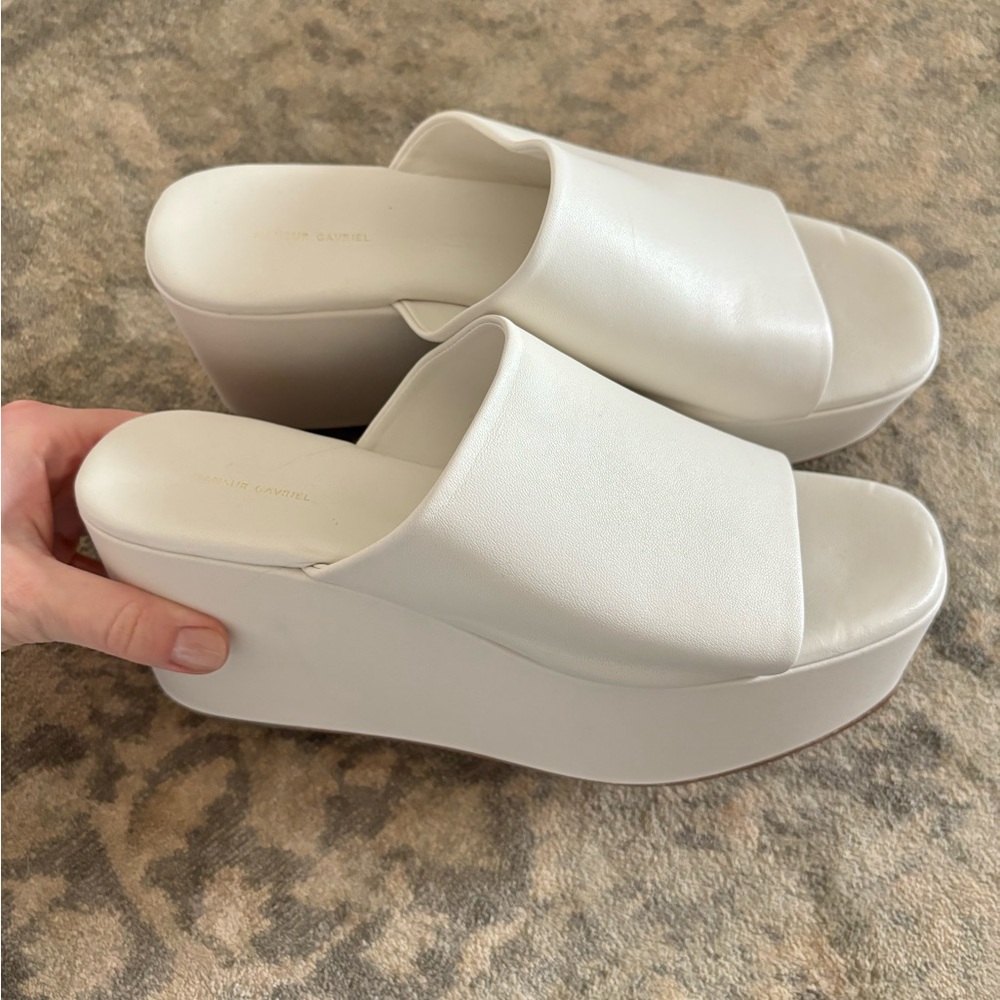 Elegant White Platform Slide Sandals